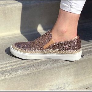 Rose gold slip on sneakers